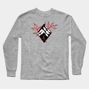 Geometric Leaf Diamond with Flora Silohettes Long Sleeve T-Shirt